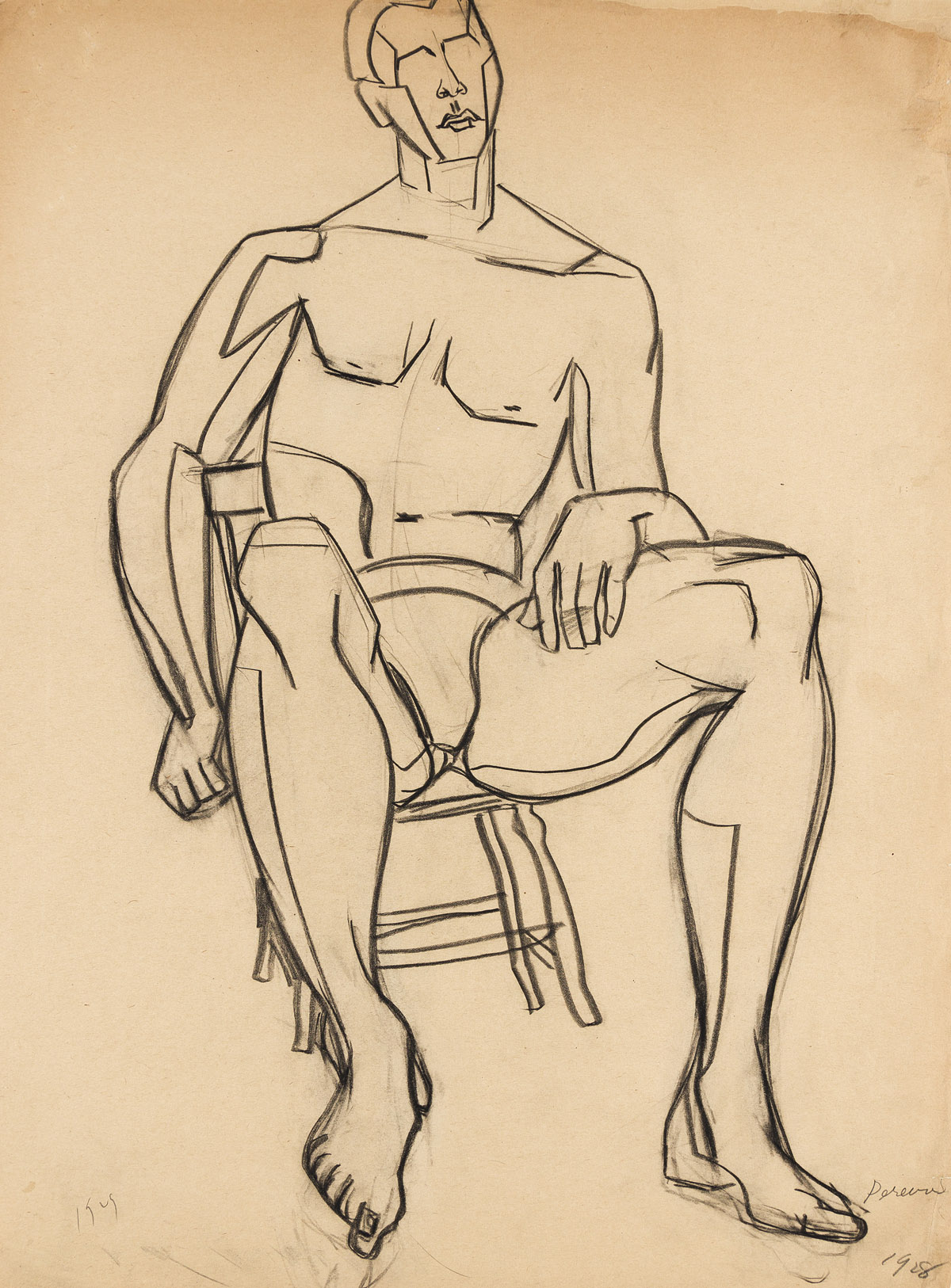 IRENE RICE PEREIRA (1902-1971) Seated Male Nude.